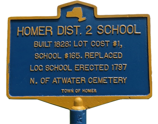 Historic Marker: First Log Cabin Schoolhouse